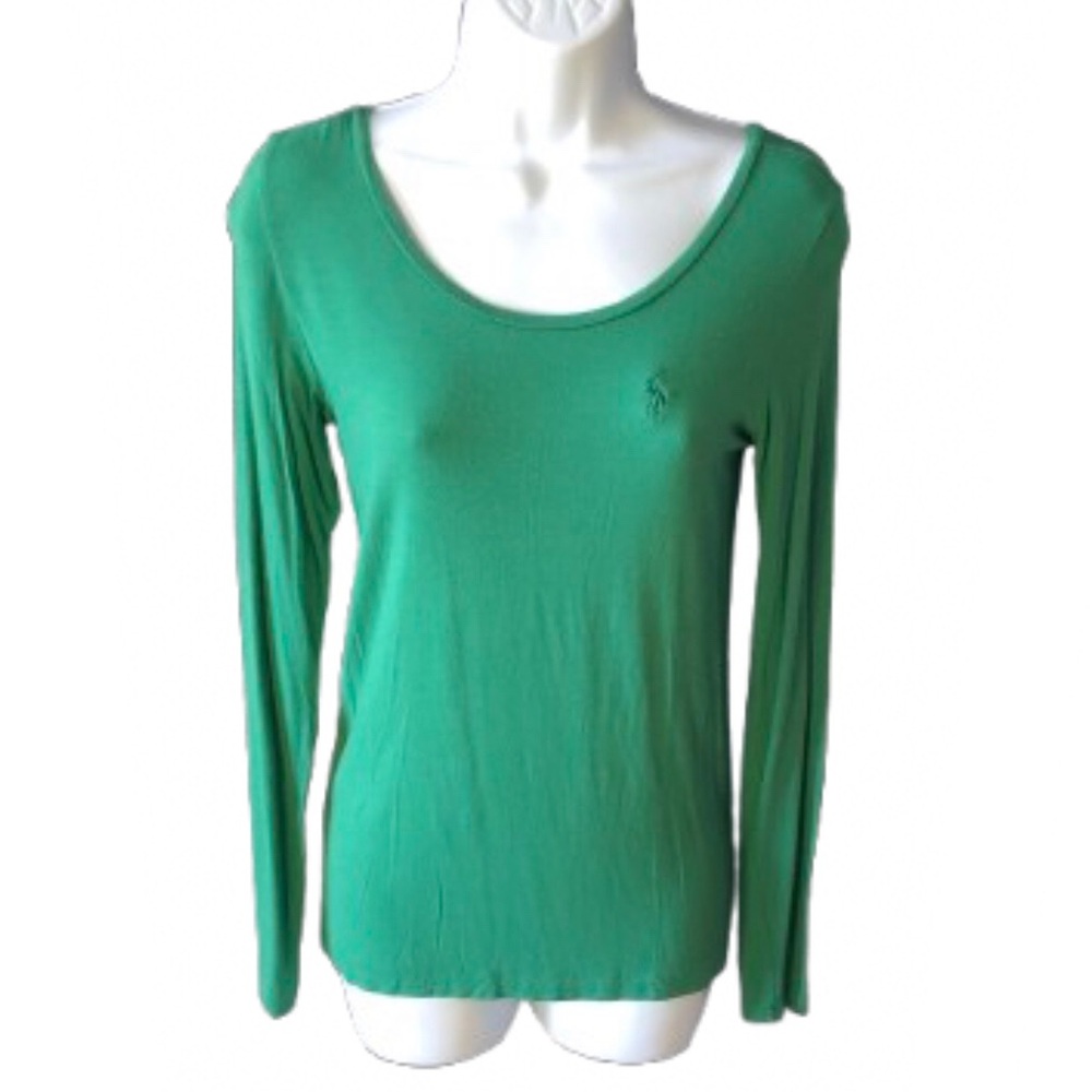 RALPH LAUREN SPORT EMERALD GREEN LONG SLEEVE TOP • Sz M